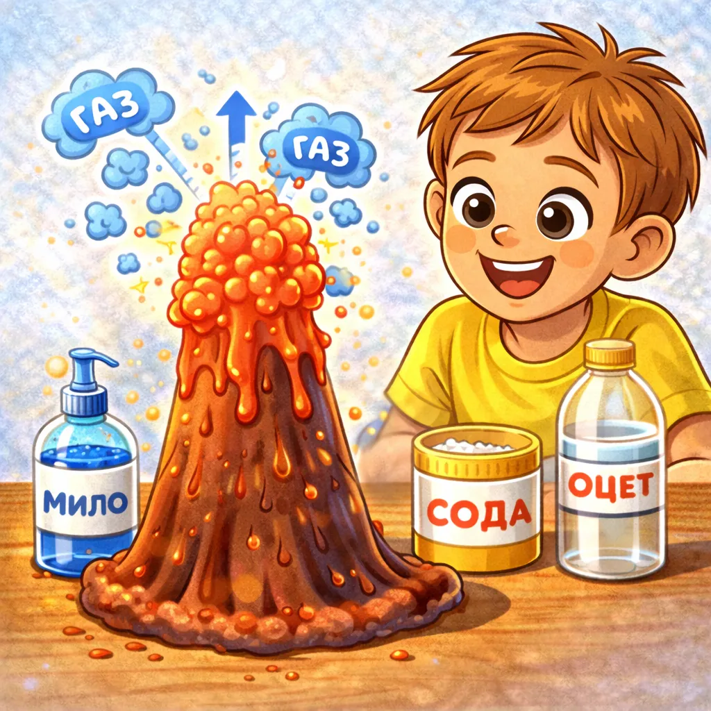 дослід вулкан із соди та оцту