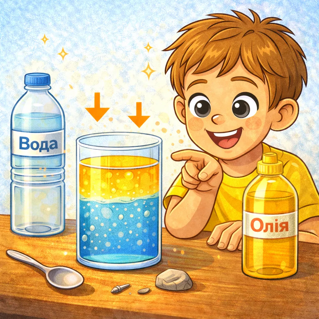 експеримент - змішування води та олії