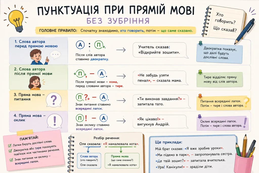 пунктуація пряма мова