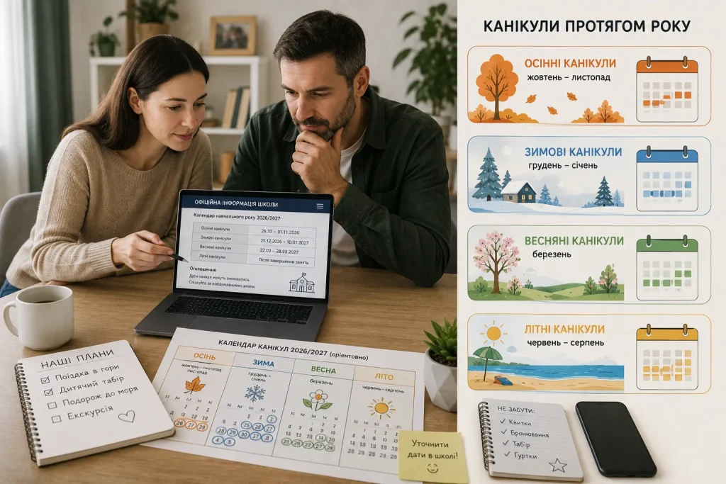 батьки ознайомлюються з календарем канікул
