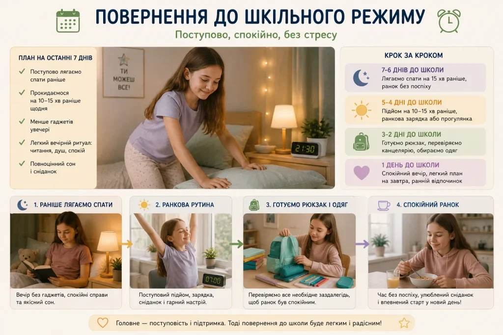 Повернення до шкільного режиму без стресу